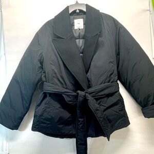 FREE ASSEMBLY PUFFER STYLE BELTED JACKET WOMENS M 8-10 BLACK NEW